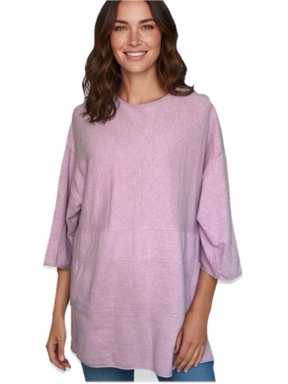 PureJill J. Jill Cotton Cashmere Cozy Tunic Shirt Top Lilac Medium Oversized